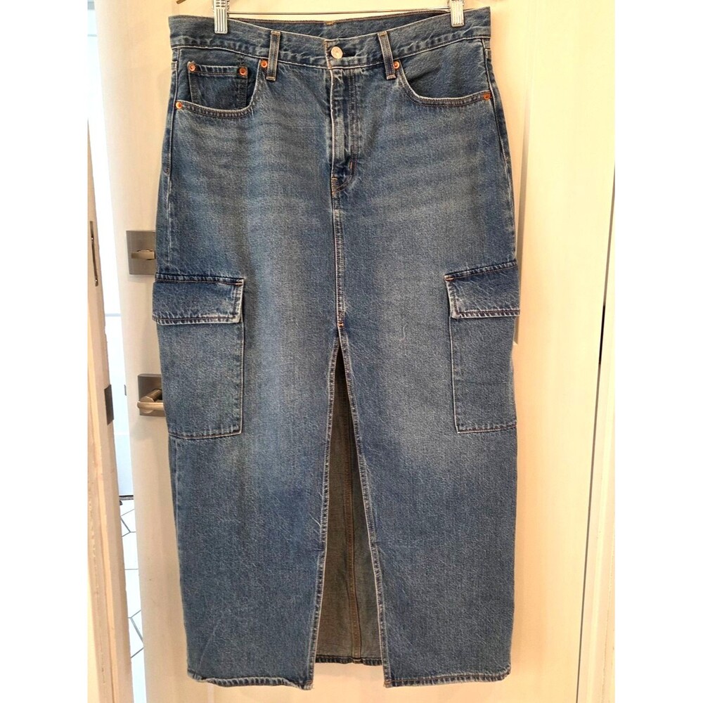 Levi's Cargo Denim Midi Skirt  Y2K Utility Style Modern Levi's / Big E